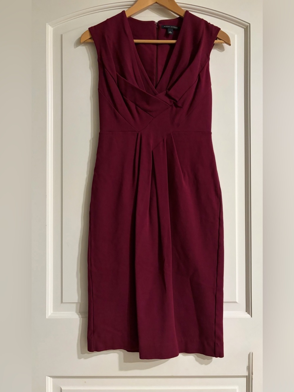 Banana Republic Sleeveless Faux-Wrap Midi Dress in Deep Burgundy Sise 6